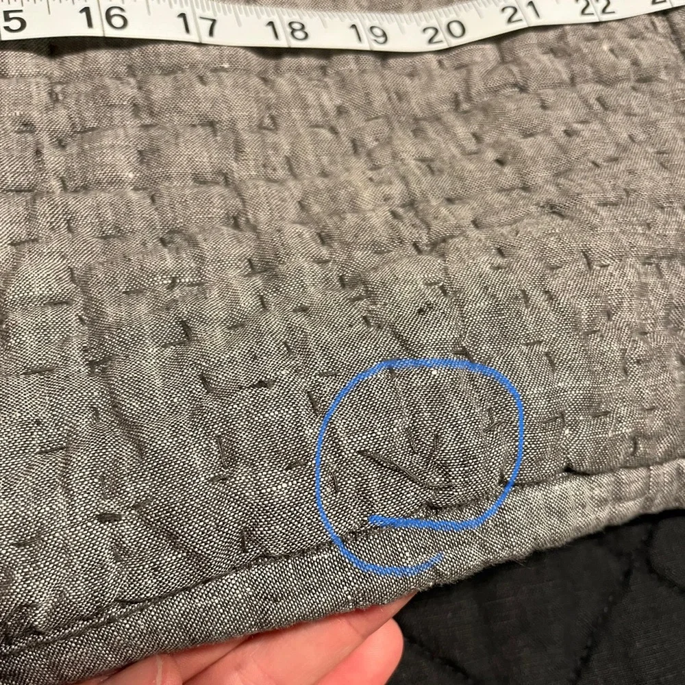 Restoration Hardware Quilted Linen Lumbar Pillow Sham - Graphite